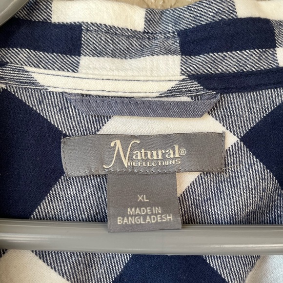 Natural Reflections Blue and White Plaid Flannel Shirt - Picture 2 of 2